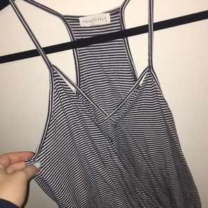 Striped slightly-cropped tank top
